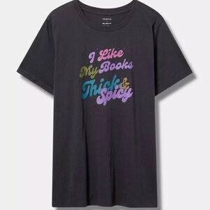 torrid Black Short-Sleeve Graphic Tee with Multi-Color Retro Script